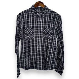 Vince Black Luxury Flannel Button Down Shirt Size S